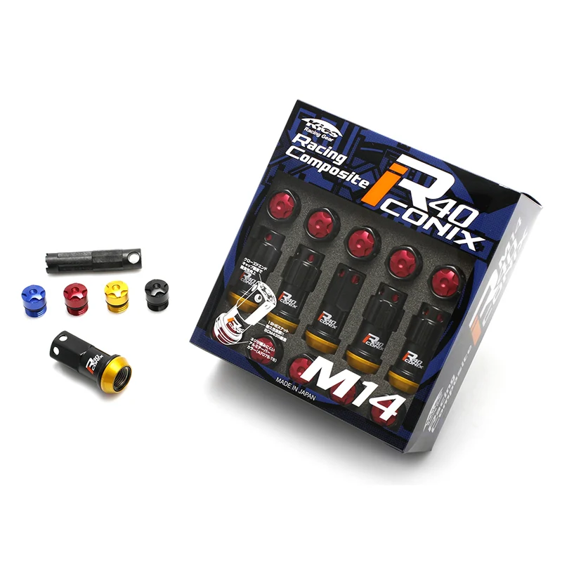 Project Kics R40 Iconix Lug Nuts & Locks - M14x1.5 / Black (Black Aluminum Caps) - Image 2
